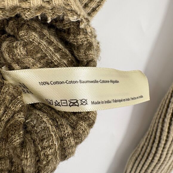 Free People One Colt Thermal Top, Sz XS, Beige Long Sleeve Boho Bohemian Raw Hem - Picture 9 of 10